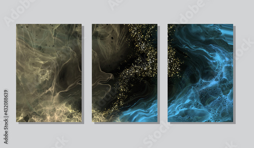 Abstract alcohol ink colors background. Mixing acrylic paints.