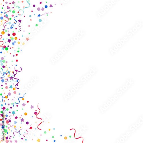 Colored Streamer Falling Vector White Background.