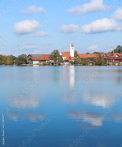landscape with lake and church