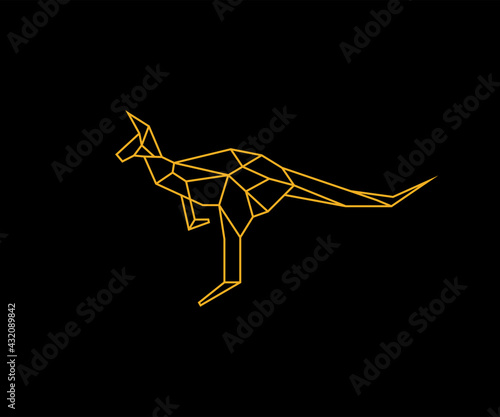 Geometric Line Art Style of kangaroo logo design vector illustration