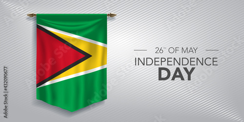 Free Download Guyana independence day greeting card, banner, vector illustration - GFXLoad