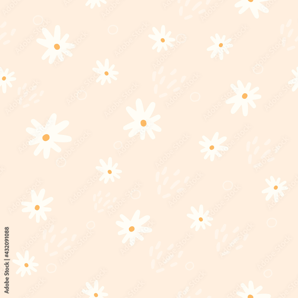 Seamless pattern with light flowers. Great for fabric, textile, gift wrap.