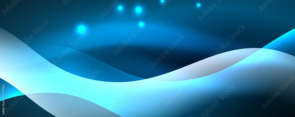Shiny glowing neon wave, light lines abstract background. Magic energy and motion concept. Vector wallpaper template Shiny glowing neon wave, light lines abstract background. Magic energy and motion concept. Vector wallpaper template