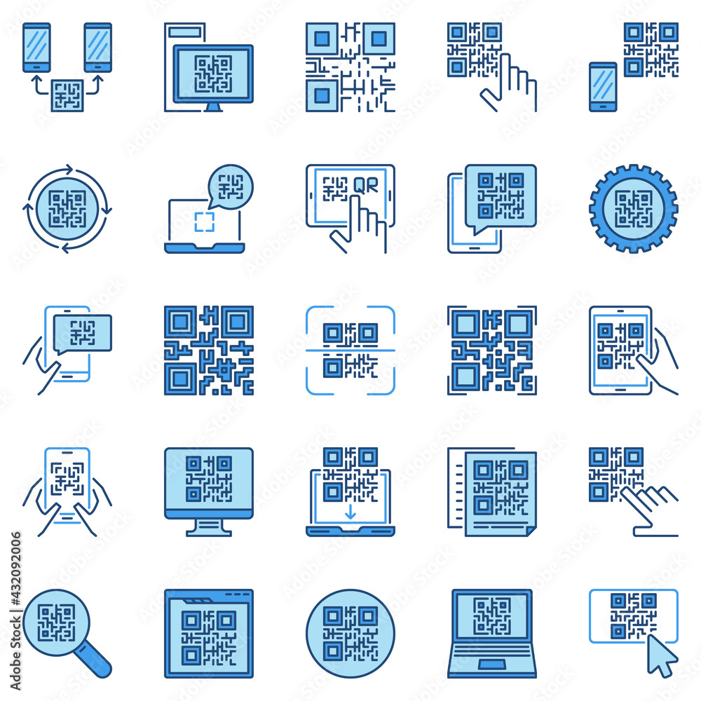Fototapeta premium QR Code vector concept colored modern icons