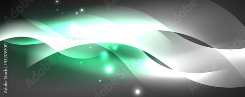 Shiny glowing neon wave, light lines abstract background. Magic energy and motion concept. Vector wallpaper template