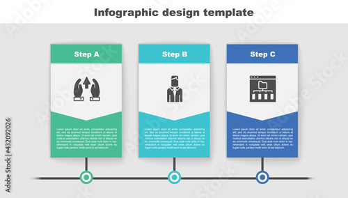 Set Growth chart and progress, Worker and Browser files. Business infographic template. Vector