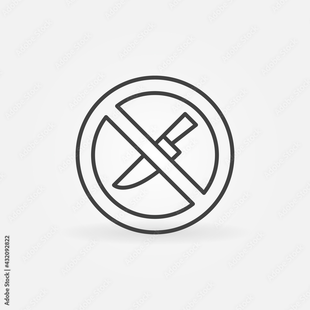 Knife is Prohibited outline vector Warning concept icon Knife is Prohibited outline vector Warning concept icon
