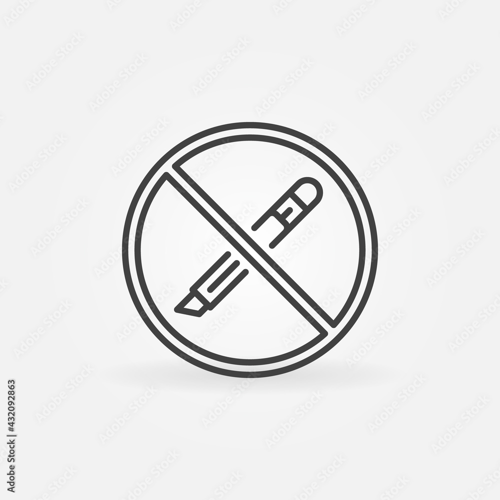 Do not open with a Utility Knife vector concept line icon Do not open with a Utility Knife vector concept line icon
