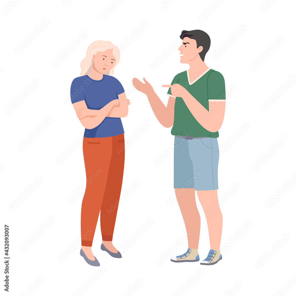 Conflicting Parents Arguing with Each Other Scolding and Shouting at Each Other Vector Illustration Conflicting Parents Arguing with Each Other Scolding and Shouting at Each Other Vector Illustration