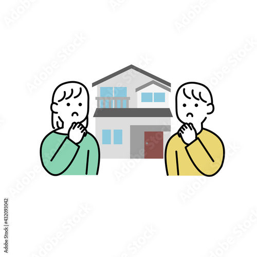 戸建と悩む人イラスト素材