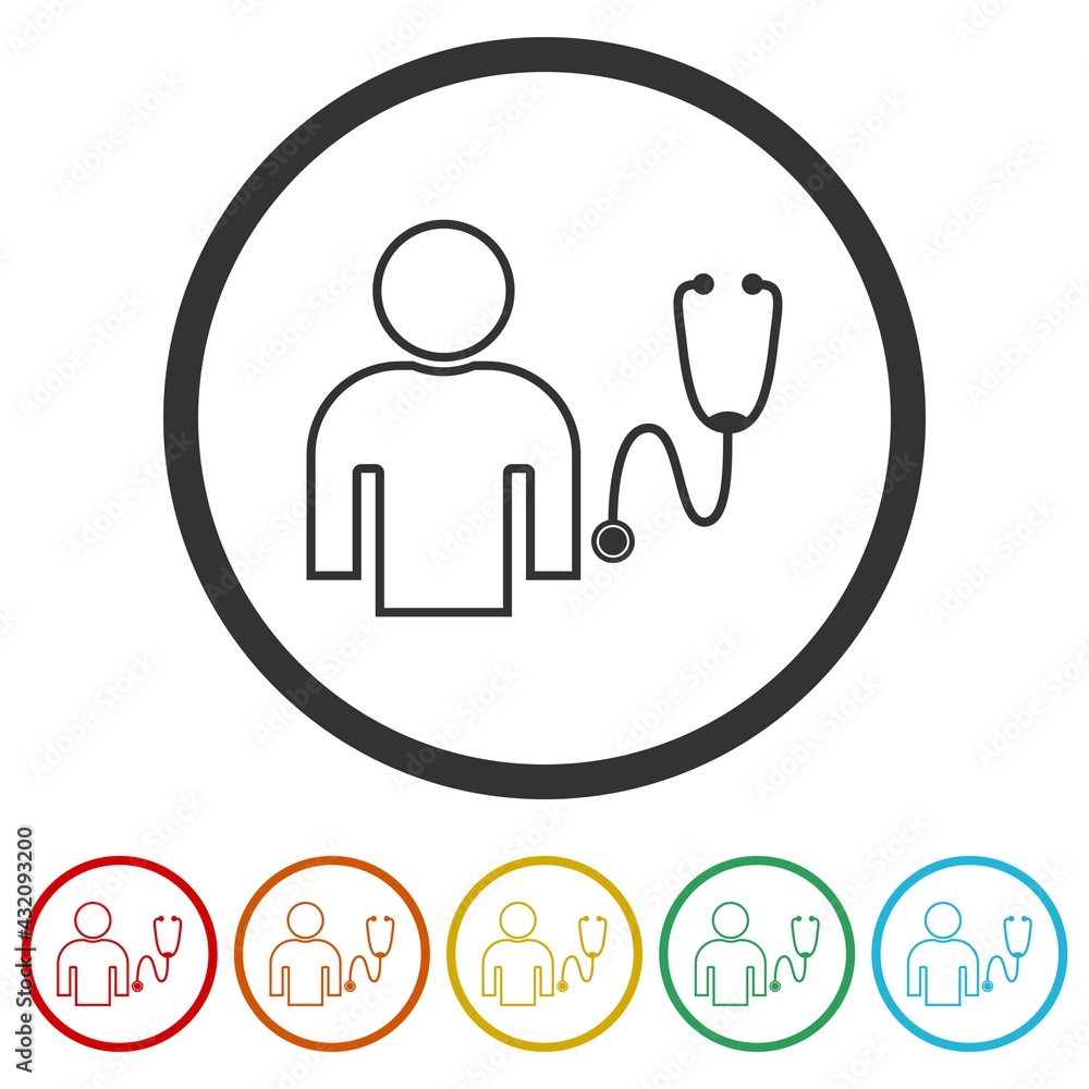 Stethoscope ring icon isolated on white background color set Stethoscope ring icon isolated on white background color set