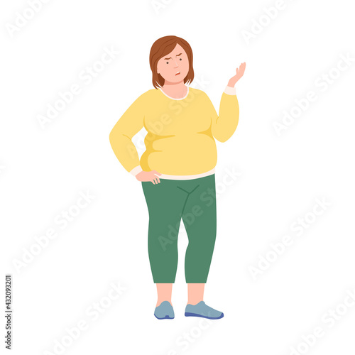 Frowning Woman Quarrelling and Arguing with Someone Shouting Vector Illustration