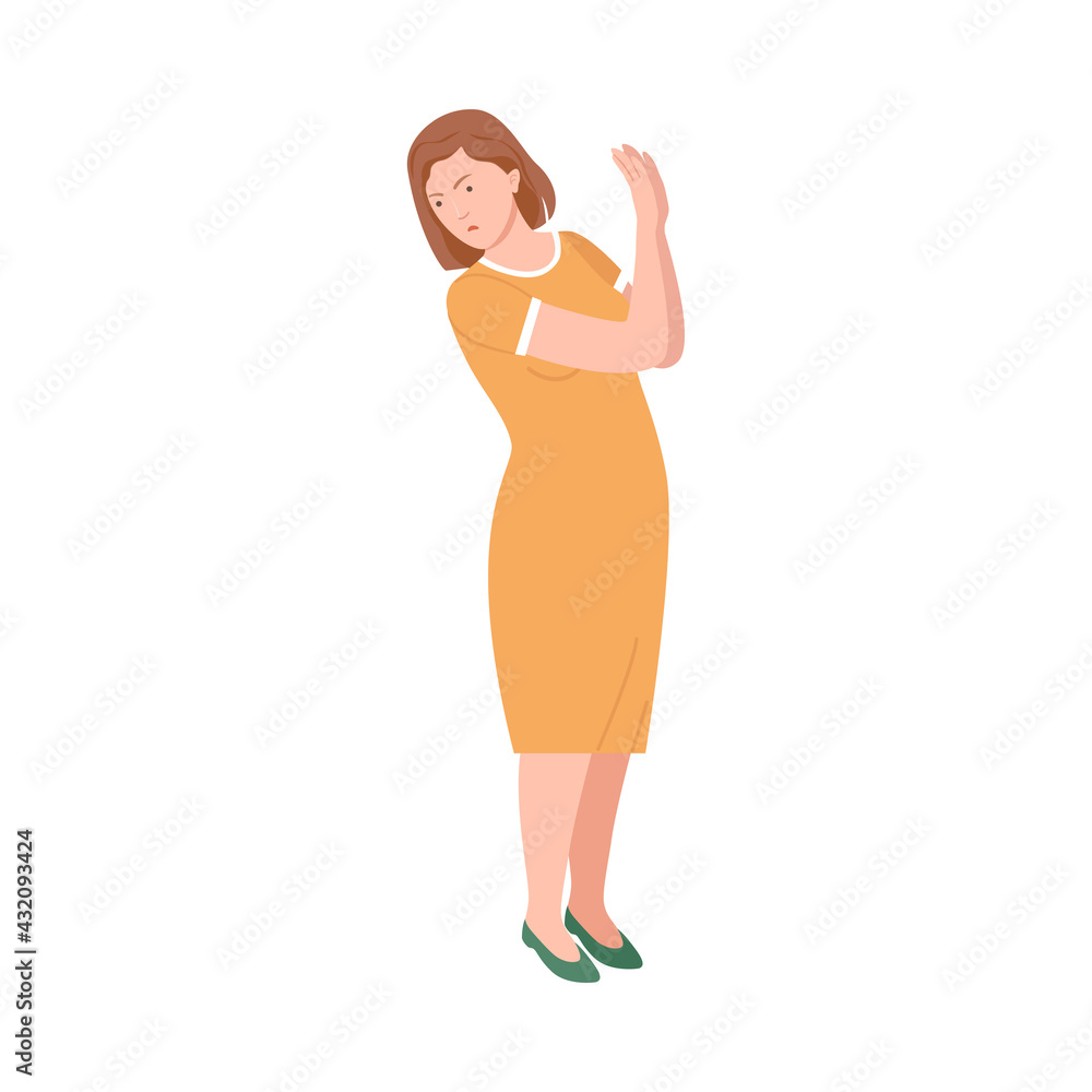Frowning Woman Quarrelling and Arguing with Someone Shouting Vector Illustration Frowning Woman Quarrelling and Arguing with Someone Shouting Vector Illustration