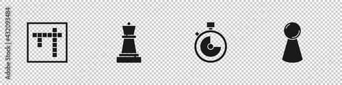 Set Bingo, Chess, Stopwatch and Chip for board game icon. Vector