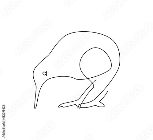 kiwi bird one line. outline. continuous line. Vector illustration