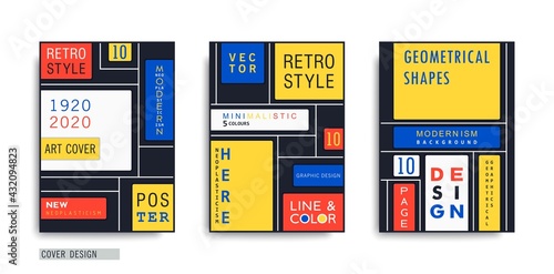 Modern covers template. Geometric composition in a trendy style of abstraction art. Neoplasticism vector design.