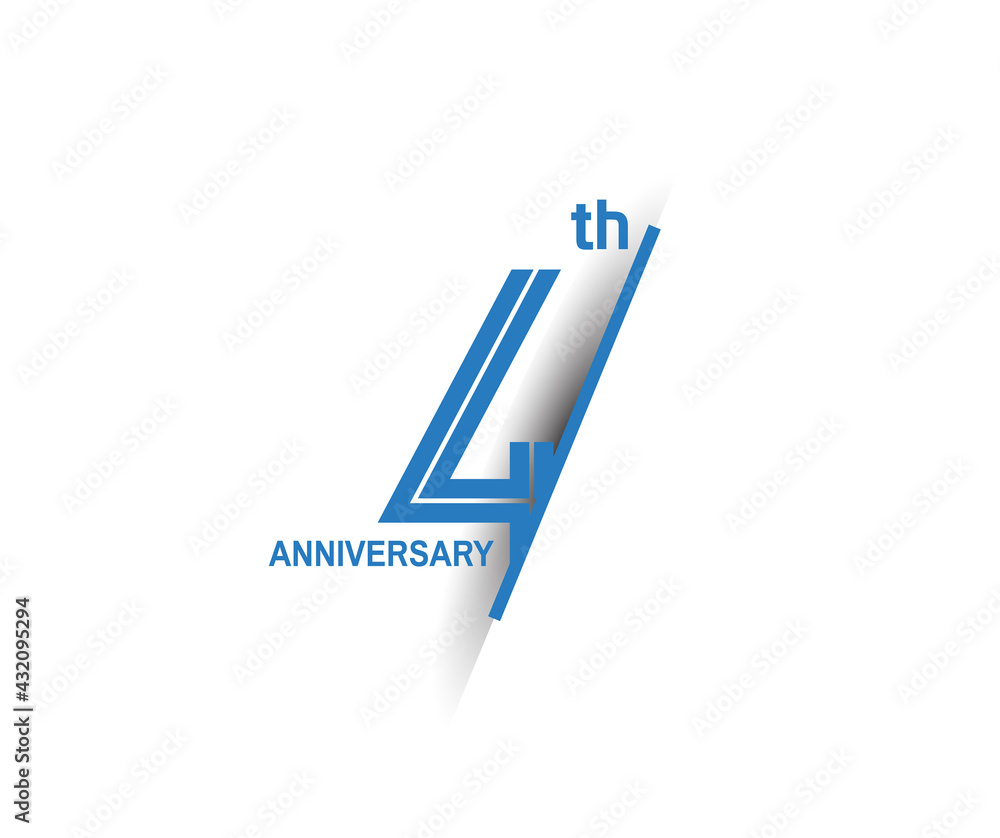 4 anniversary blue cut style isolated on white background can be use for company celebration moment 4 anniversary blue cut style isolated on white background can be use for company celebration moment