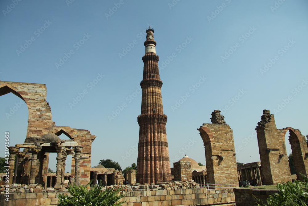 India, Deli, Kutub Minar Tower