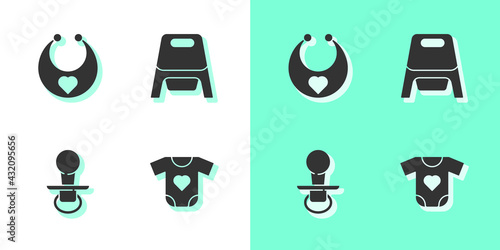 Set Baby clothes, bib, dummy pacifier and potty icon. Vector