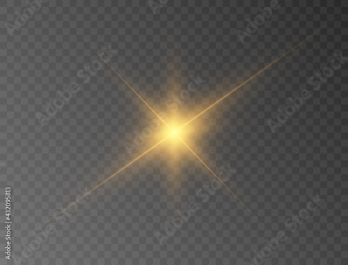 A bright yellow star explodes on a transparent background.	