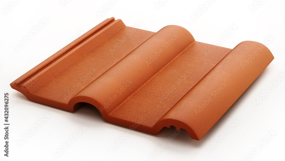 Roof tile isolated on white background. 3D illustration Roof tile isolated on white background. 3D illustration