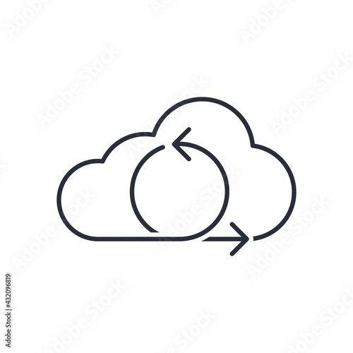The agility of cloud technology. Vector linear icon isolated on white background.