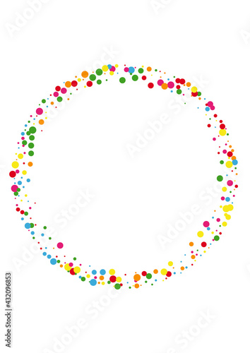 Orange Circle Anniversary Illustration. Dot Creative Texture. Blue Graphic Round. Yellow Square Confetti Background.