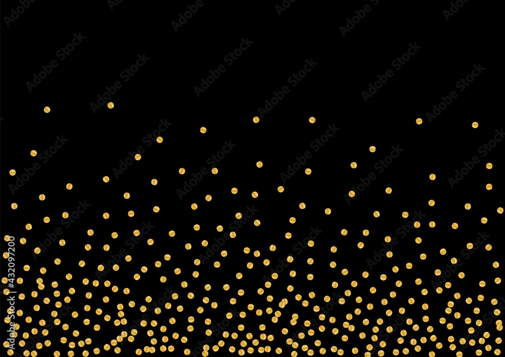 Yellow Grainy Foil Design. Night Dot Background. Golden Confetti Vibrant Texture. Greeting Circle Particles. Gradient Luxury Illustration.