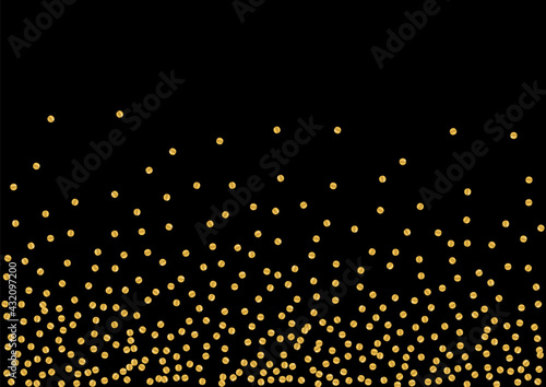 Yellow Grainy Foil Design. Night Dot Background. Golden Confetti Vibrant Texture. Greeting Circle Particles. Gradient Luxury Illustration.