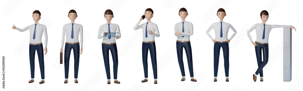 Set of Businessman cartoon character pose design