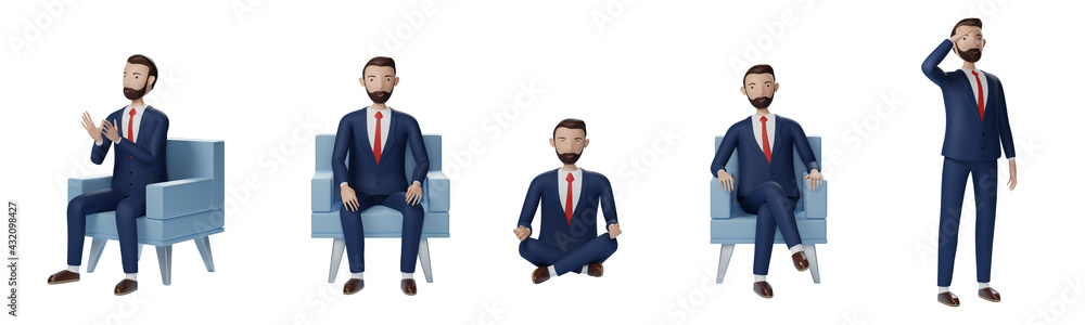 Set of Businessman cartoon character pose design Set of Businessman cartoon character pose design