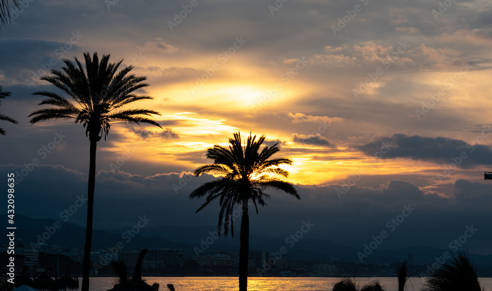 Sunrise on the beach of the Costa del Sol