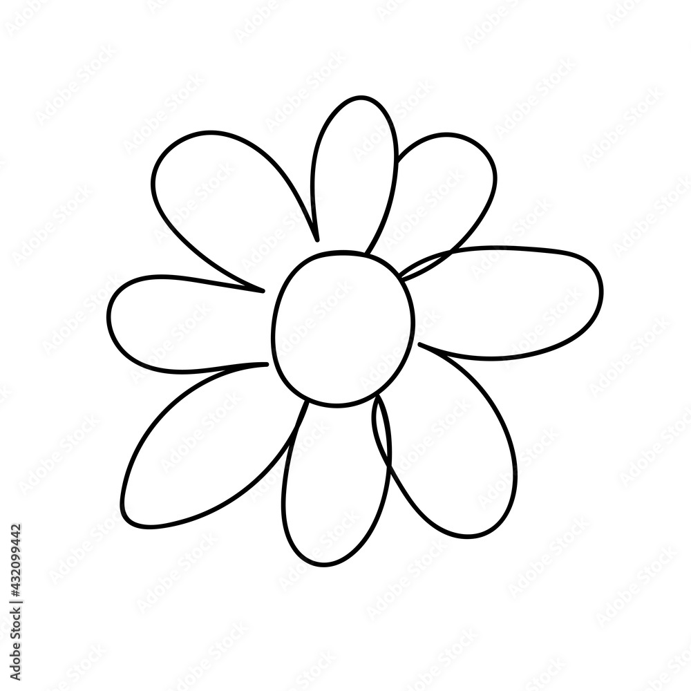 Flower icon. Hand drawn simple black outline vector illustration clip art in doodle style, isolated on white background Flower icon. Hand drawn simple black outline vector illustration clip art in doodle style, isolated on white background
