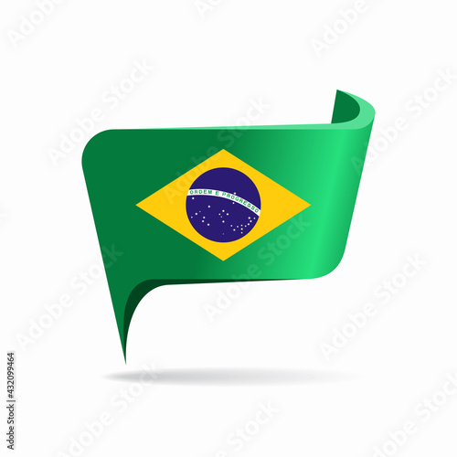 Brazilian flag map pointer layout. Vector illustration.