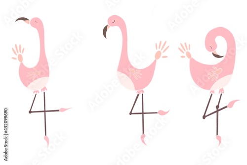 Illustration of a pink flamingo. Trending image for stickers, postcards. Printing on clothing, fabrics © Таня Алешевич