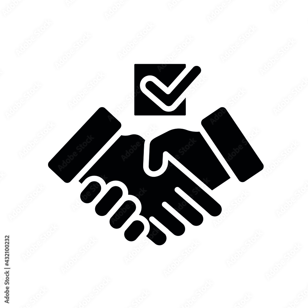 Handshake glyph icon. Voting, poll. Customizable illustration. Vector isolated outline drawing. Handshake glyph icon. Voting, poll. Customizable illustration. Vector isolated outline drawing.