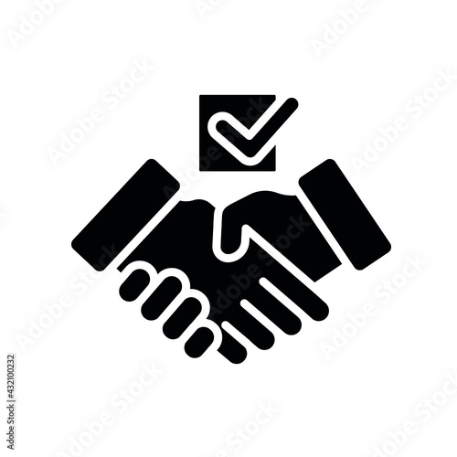 Handshake glyph icon. Voting, poll. Customizable illustration. Vector isolated outline drawing.