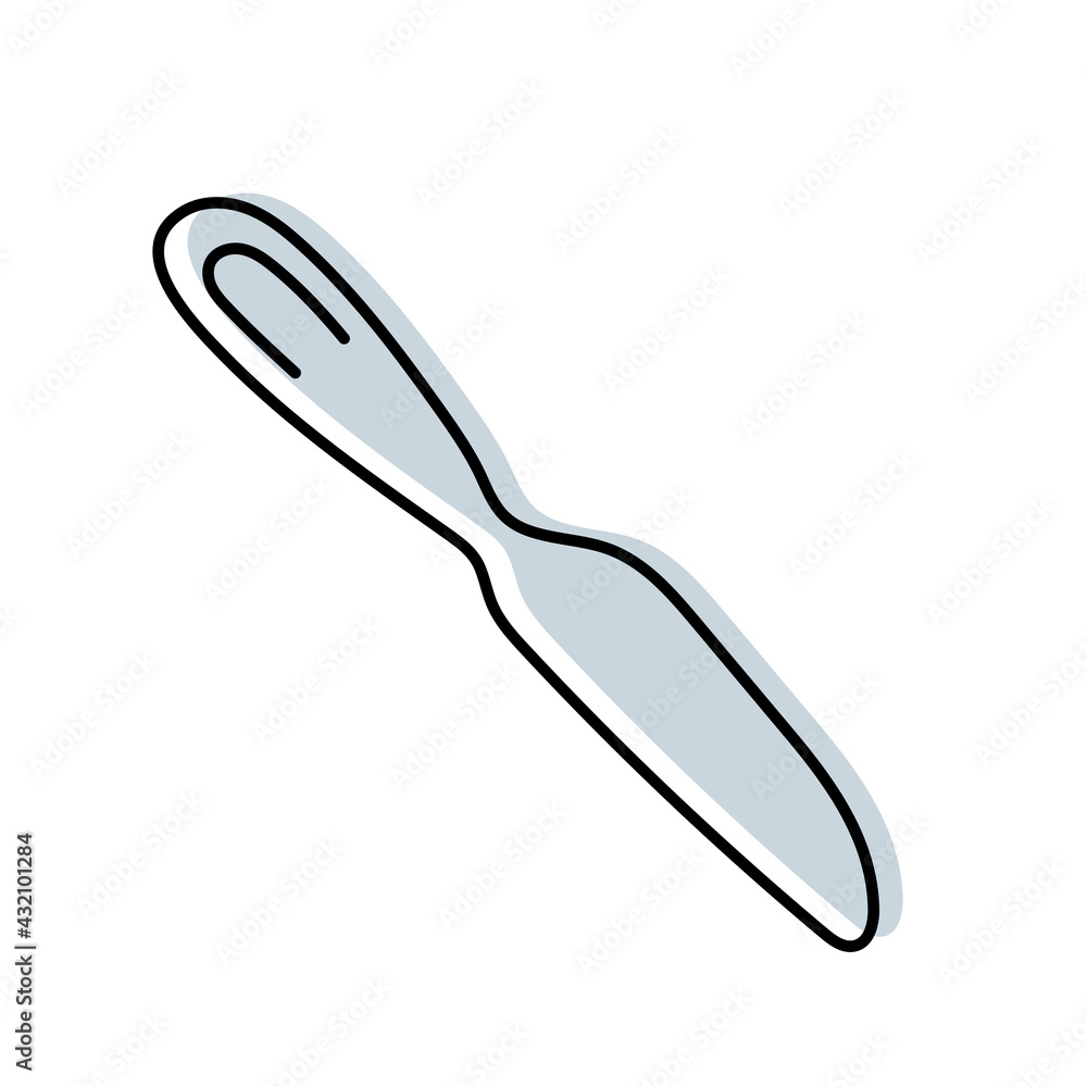 Fototapeta premium Butter knife. Kitchenware sketch. Doodle line vector kitchen utensil and tool. Cutlery illustration