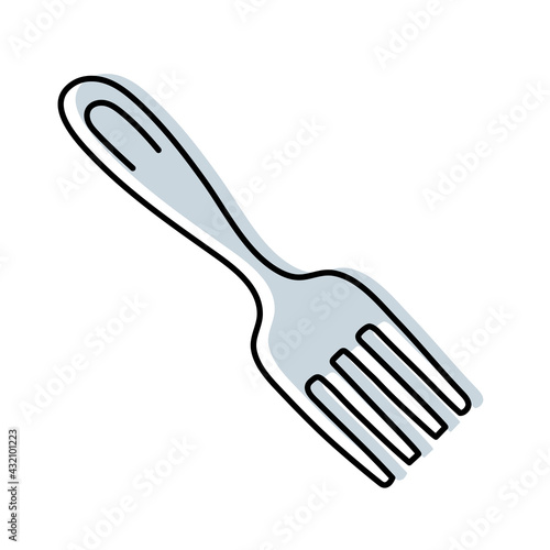 Fork. Kitchenware sketch. Doodle line vector kitchen utensil and tool. Cutlery illustration