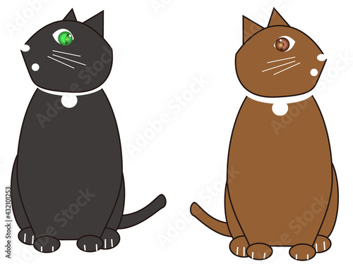 お互いを気にする猫のジェミアンとヒノキ