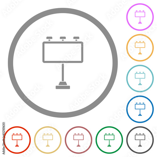 Billboard with reflectors flat icons with outlines