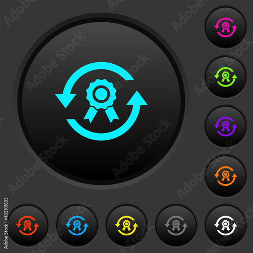 Renew certificate dark push buttons with color icons