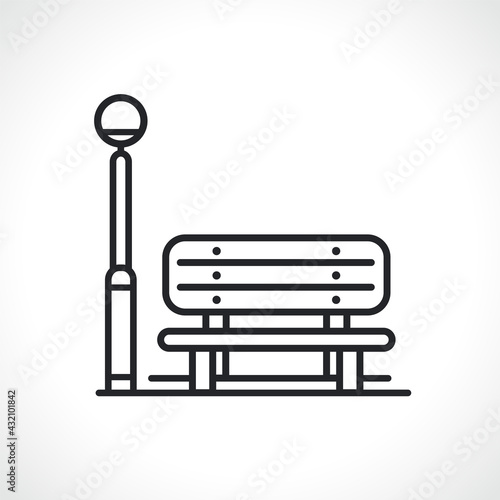 public park bench line icon