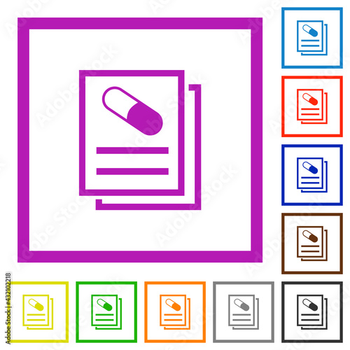 Medical prescription flat framed icons photo