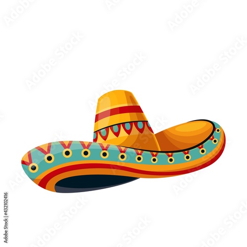 Mexican sombrero tradition hat icon vector, flat illustration .
