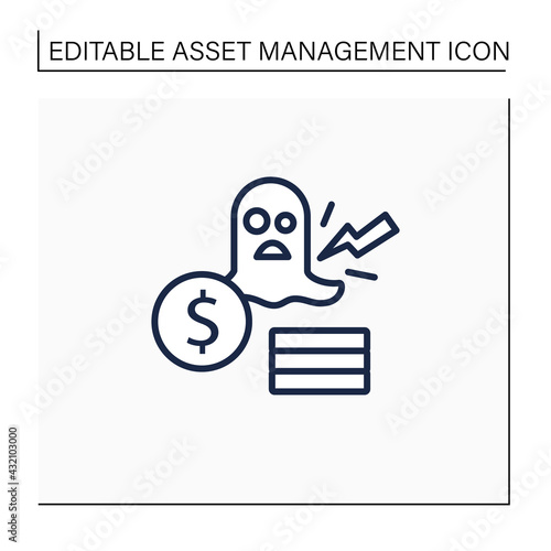 Remove line icon. Removing ghost, inactive assets. Not physically accounted in workplace. Asset management concept. Isolated vector illustration.Editable stroke