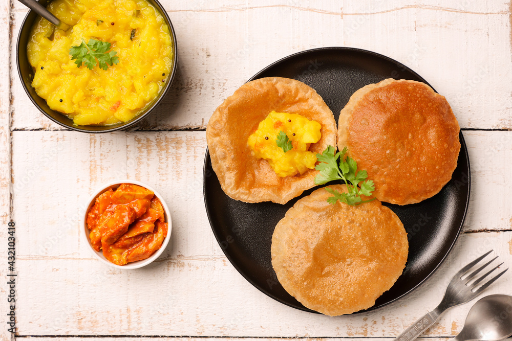 Puri Bhaji North Indian Poori with aalu bhaji aalu sabji potato spicy