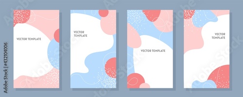 Vector set of abstract creative backgrounds in minimal trendy style with copy space for text - design templates for social media stories