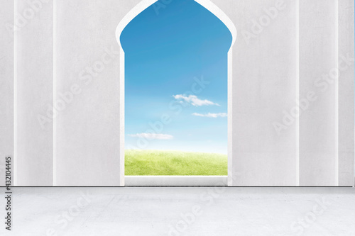 Mosque door with a green field