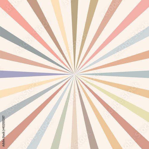 Retro style colorful background pattern. Colorful sun rays pattern vector graphic.